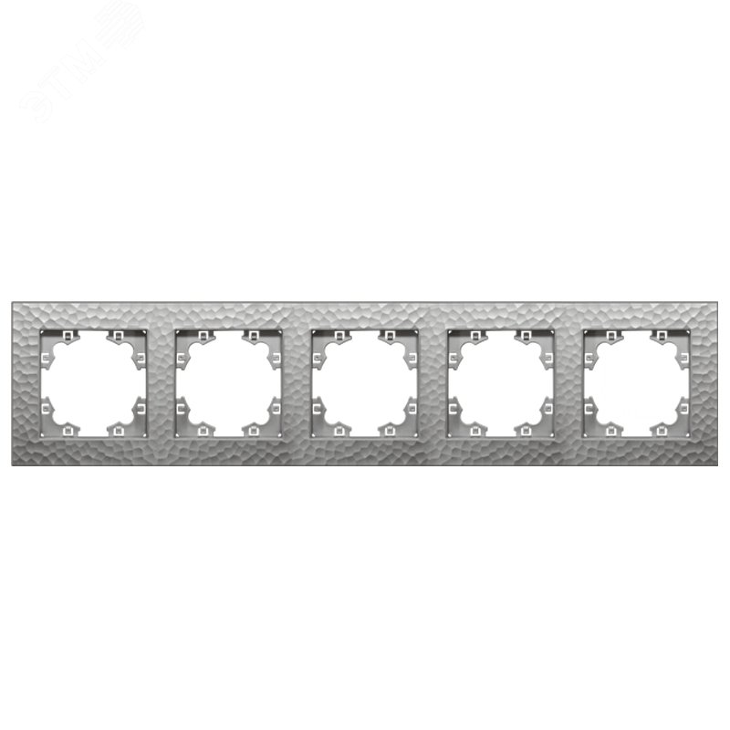 Изображение товара Рамка фактурная 5 постов UNIVersal Афина серебро - универсальный монтаж, стойкая к механическим пов