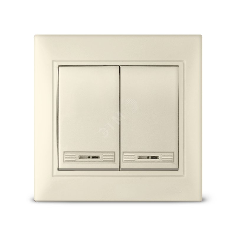 Изображение товара Выключатель Севиль 2 клавиши с подсветкой слоновая кость (ivory) (шт)