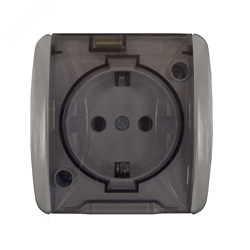 Изображение товара Клио розетка одноместная с прозрачной крышкой IP54 серый 220В 16А