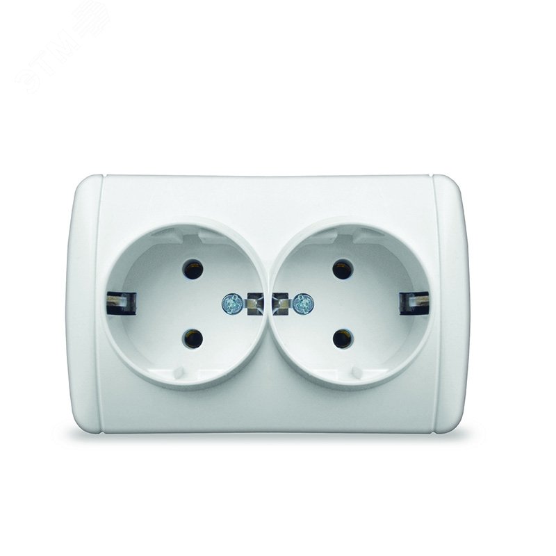 Изображение товара Клио Розетка электрическая двухпостовая IP44 белая для помещений с влажностью