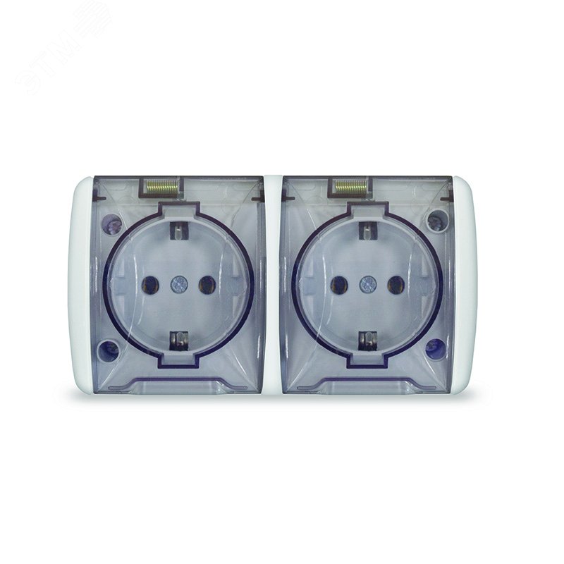 Изображение товара Клио Розетка двухпостовая с/з IP54 белый купить в Москве