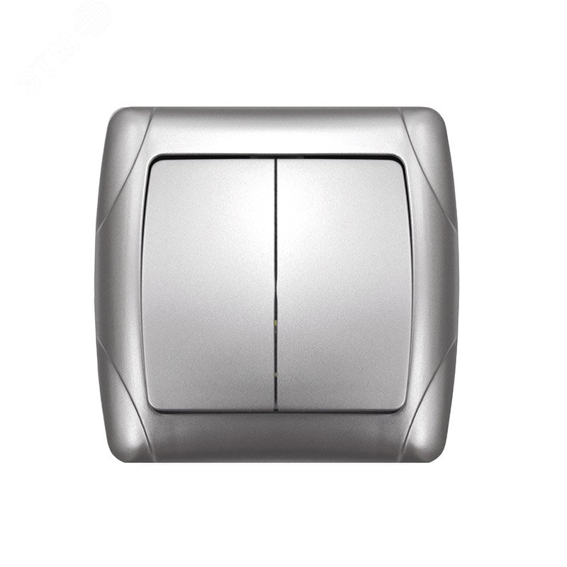 Изображение товара Маргарита выключатель двухклавишный с/у, 10А, 220В, серебро (еврослот) (шт)