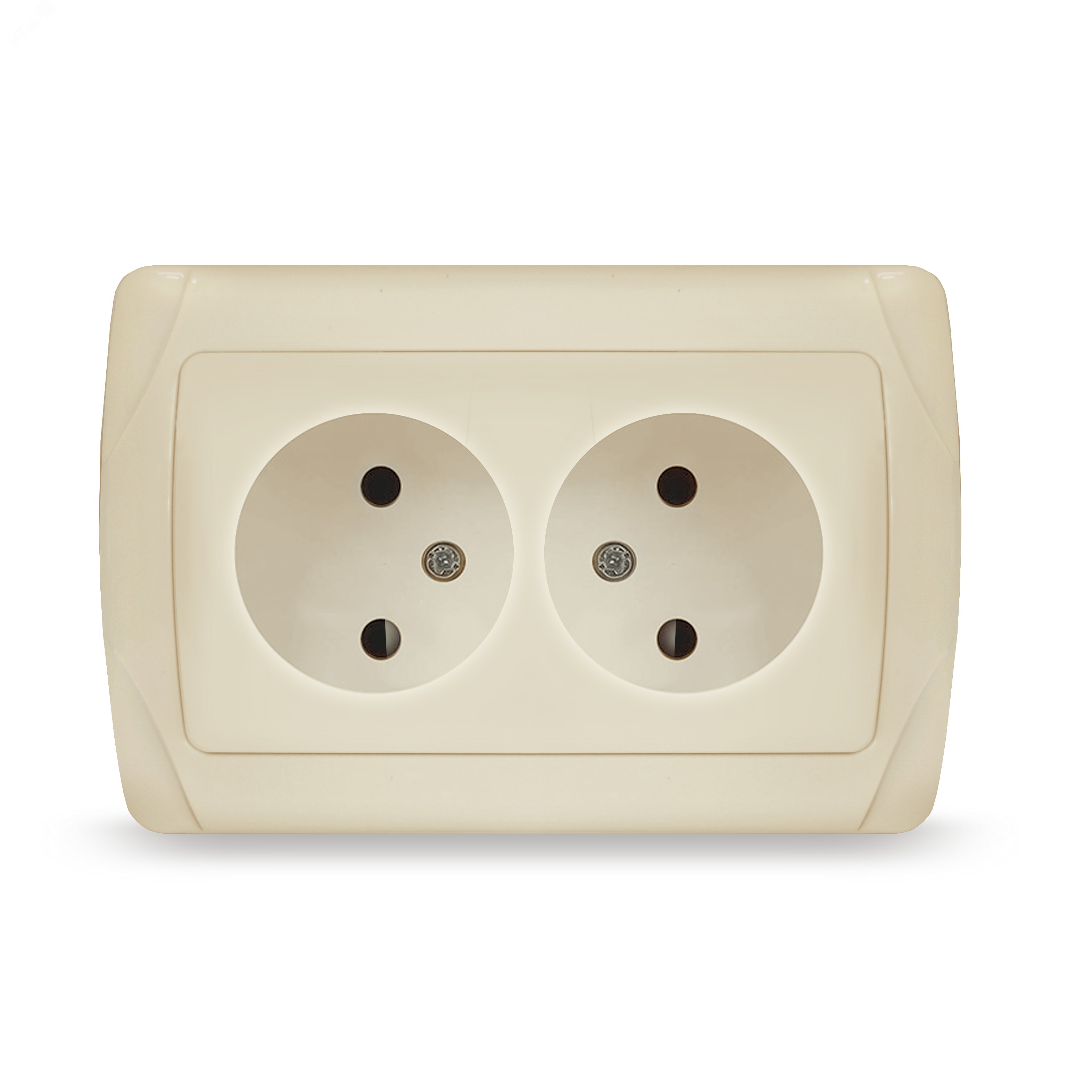 Изображение товара Двухместная электрическая розетка серии Маргарита для скрытого монтажа 220В 16А бежевый UNIVersal