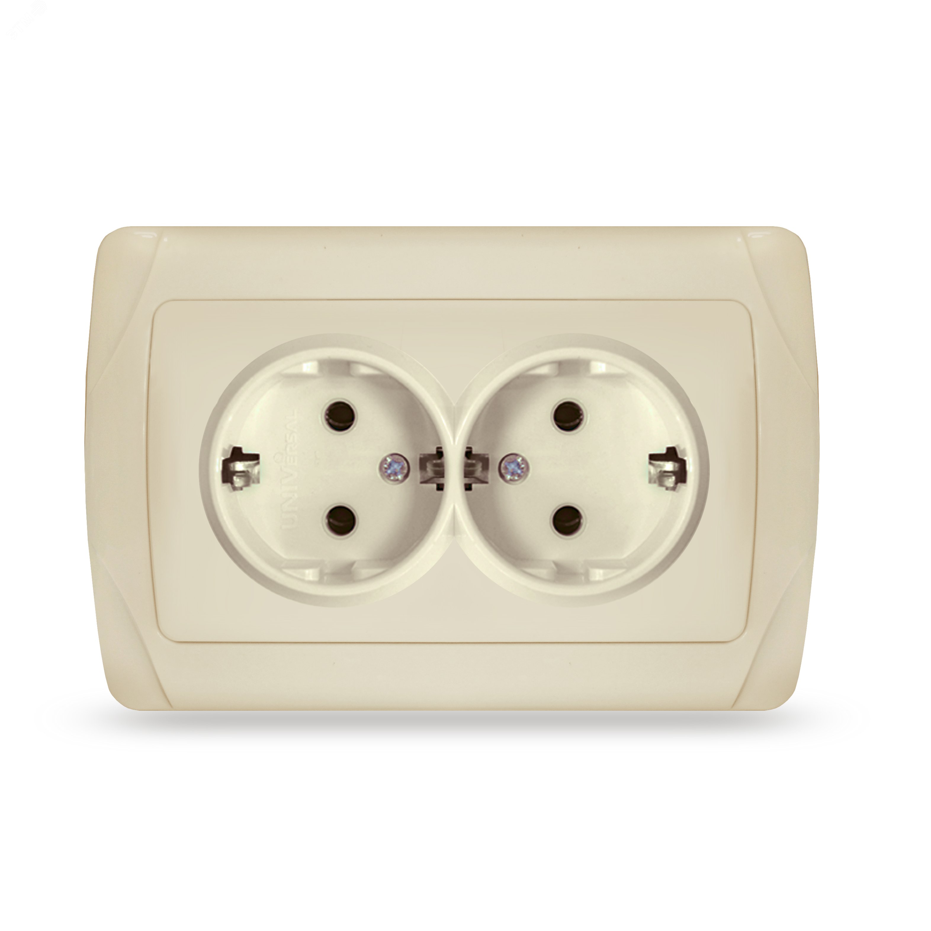 Изображение товара Двухместная розетка с заземлением серия Маргарита 16А 220В бежевый скрытая установка