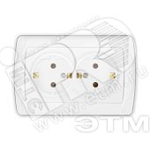 Изображение товара Розетка двойная скрытая с заземлением Маргарита 16А белая