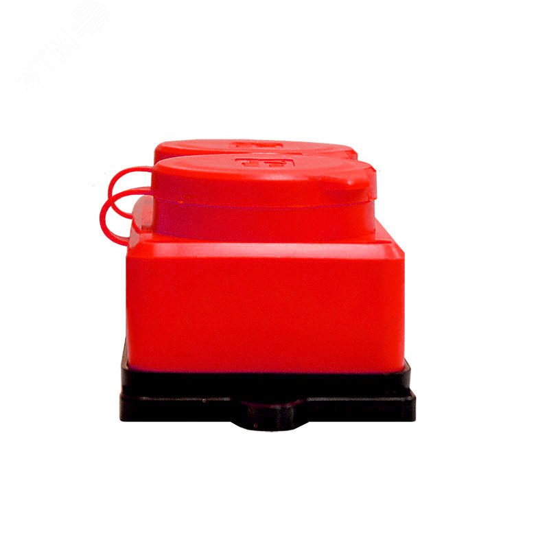 Колодка 2-х местная однофазная с заглушками КОМПАКТ с/з каучук 16А 250В IP44 цвет красный (еврослот) 3072 UNIVersal - превью 3