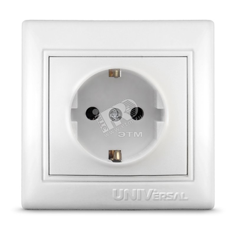 Изображение товара Севиль Розетка с заземлением белая 1 пост Винтовое крепление IP20