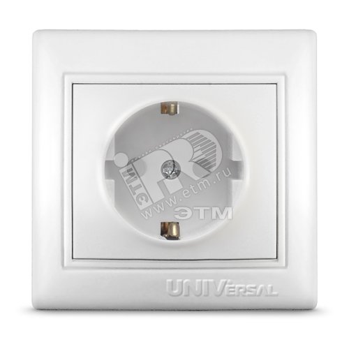 Изображение товара Розетка Севиль с заземлением белая декоративная водонепроницаемая