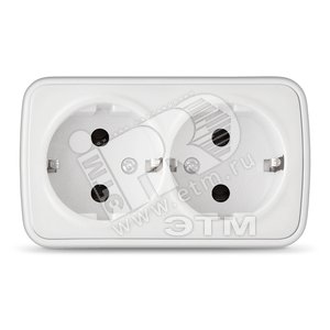 Изображение товара Розетка Электра двойная с заземлением белая (шт)