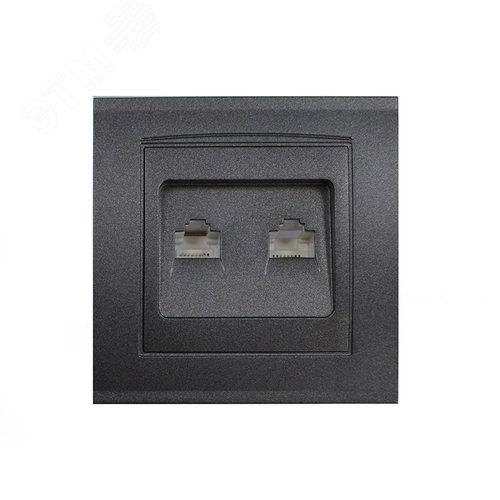 Изображение товара Розетка 2RJ45 серия Бриллиант,скрытой установки, 1А, механизм, графит (шт)