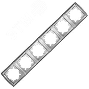 Маргарита рамка шестиместная горизонтальная  серебро (еврослот)