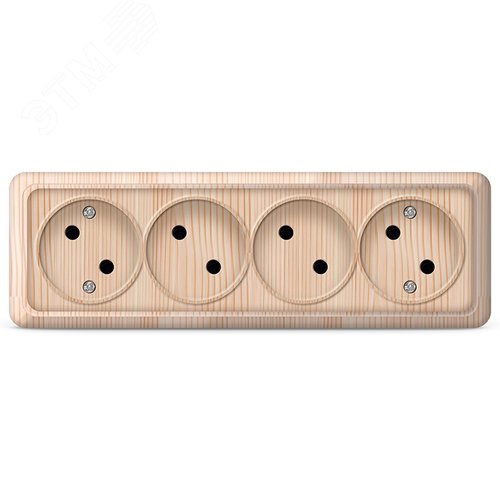 Изображение товара Розетка четырехместная Олимп б/з, наружная, 16А, 220В, сосна (еврослот) (шт)