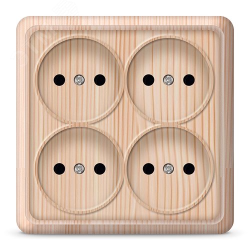 Изображение товара Розетка четырехместная квадратная Олимп б/з, наружная, 16А, 220В, сосна (еврослот) (шт)