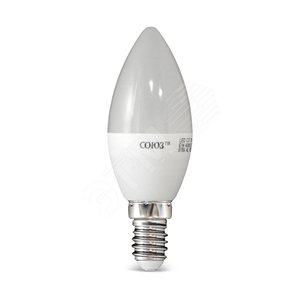 Лампа светодиодная LED 8w 2700К, E14, 650Лм, матовая свеча СОЮЗ