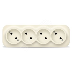 Изображение товара Розетка четырехместная серия IONICH, б/з, о/у, 16А, 220В, слоновая кость (ivory) (шт)