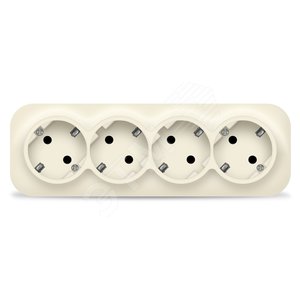 Изображение товара Розетка четырехместная серия IONICH, с/з, о/у, 16А, 220В, слоновая кость (ivory) (шт)