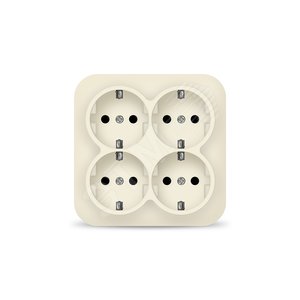 Изображение товара Розетка четырехместная квадратная серия IONICH, с/з, о/у, 16А, 220В, слоновая кость (ivory) (шт)