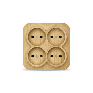 Изображение товара Розетка четырехместная квадратная серия IONICH, б/з, о/у, 16А, 220В, сосна (шт)