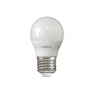 Изображение товара Лампа светодиодная LED 8w 4000К, E27, 720Лм, матовая, шар IONICH (шт)