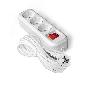 Изображение товара Удлинитель S-303А ПВС 3*1,5 ,3 гнезда, с заземлением, с выключателем, 7м еврослот (шт)