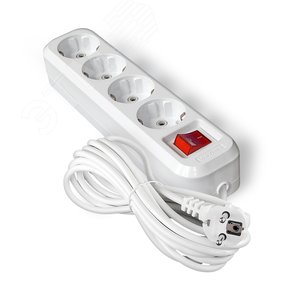 Изображение товара Удлинитель S-304А ПВС 3*1,5 ,4 гнезда, с заземлением, с выключателем, 7м еврослот (шт)