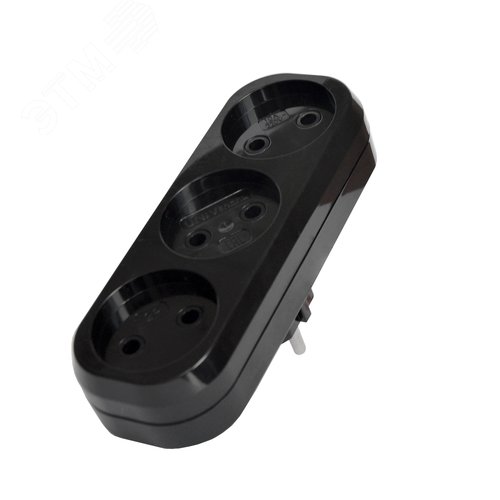 Изображение товара Разветвитель 3 гнезда б/з плоский черный 10А 250В еврослот (шт)