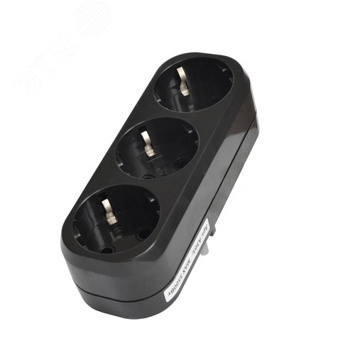 Изображение товара Разветвитель 3 гнезда с/з плоский черный 16А 250В еврослот (шт)