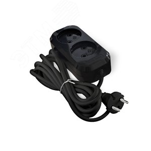 Изображение товара Удлинитель Е-202 ПВС 2*0,75 2гн. б/з 3м еврослот черный (шт)