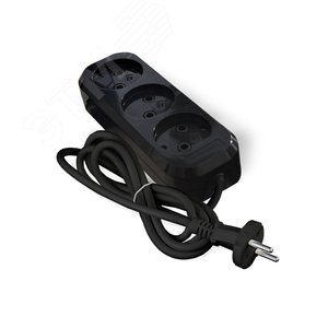 Изображение товара Удлинитель Е-203 ПВС 2*0,75 3гн. б/з 2м еврослот черный (шт)