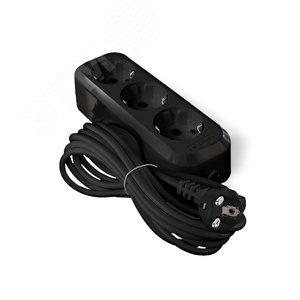 Изображение товара Удлинитель Е-303 ПВС 3*1 3гн. с/з 5м еврослот черный (шт)