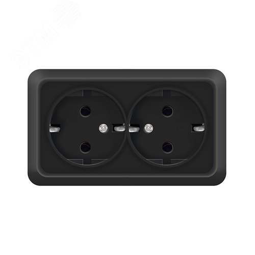Изображение товара Розетка двухместная UNIVersal серия Олимп с/з, о/у, 16А, 220В, черная (шт)