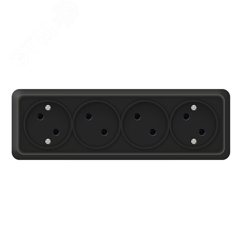 Изображение товара Розетка четырехместная UNIVersal серия Олимп б/з, о/у, 16А, 220В, черная (шт)