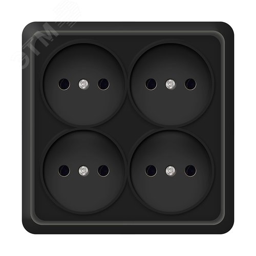 Изображение товара Розетка четырехместная квадратная UNIVersal серия Олимп б/з, о/у, 16А, 220В, черная (шт)