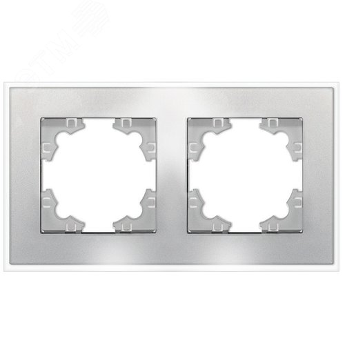 Изображение товара Афина рамка стеклянная двухместная универсальная, серебро (еврослот) (шт)