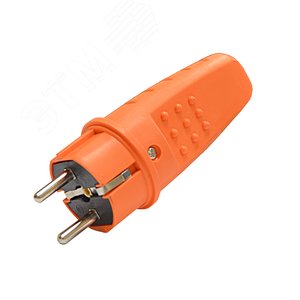 Вилка прямая c/з каучук 16А 250В IP44 цвет оранжевый (еврослот)