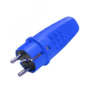 Вилка прямая c/з каучук 16А 250В IP44 цвет синий (еврослот)