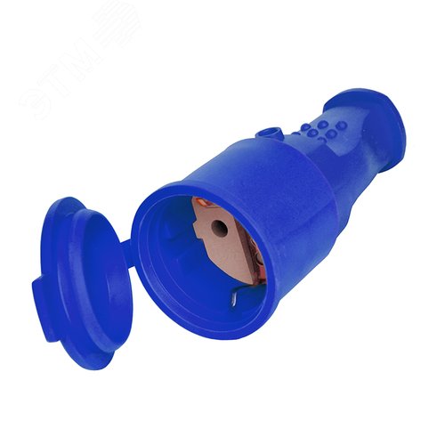 Изображение товара Разъем штепсельный с/з каучук с заглушкой 16А 250В IP44 цвет синий еврослот (шт)