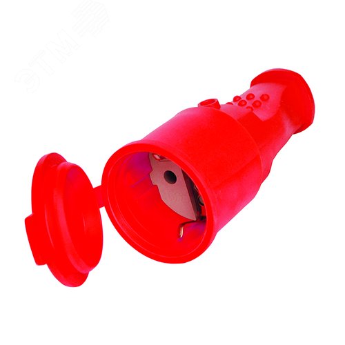 Изображение товара Разъем штепсельный с/з каучук с заглушкой 16А 250В IP44 цвет красный еврослот (шт)