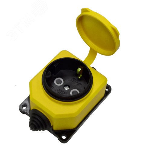 Изображение товара Розетка настенная однофазная с заглушкой КОМПАКТ каучук желтый (шт)