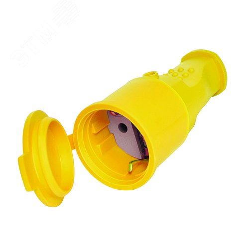 Изображение товара Разъем штепсельный с/з каучук с заглушкой 16А 250В IP44 цвет желтый еврослот (шт)