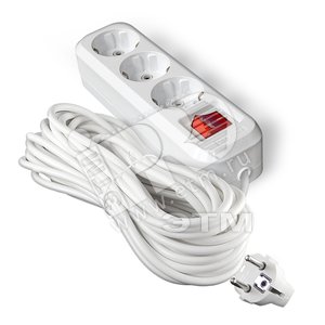 Изображение товара Удлинитель бытовой S-303 ПВС 3-1 3 гнезда 1 с защитной крышкой 10м (шт)