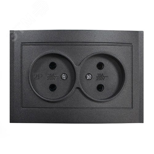 Изображение товара Розетка двухместная серия Бриллиант без заземления, скрытой установки, 16А, 220В, механизм,графит (шт)