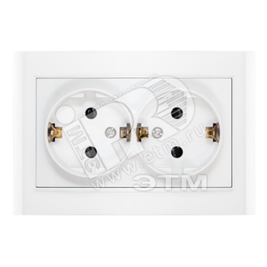 Изображение товара Розетка Бриллиант двойная с заземлением с защитной шторкой белая (шт)
