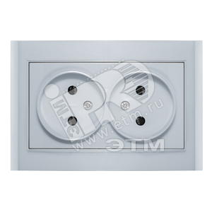 Изображение товара Розетка Бриллиант двойная без заземления с защитной шторкой серебро (шт)