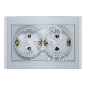 Изображение товара Розетка Бриллиант двойная с заземлением серебро (шт)