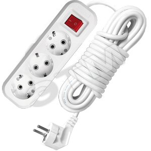 Изображение товара Удлинитель бытовой 3х7м с заземлением с выключателем 10А S-304 (шт)