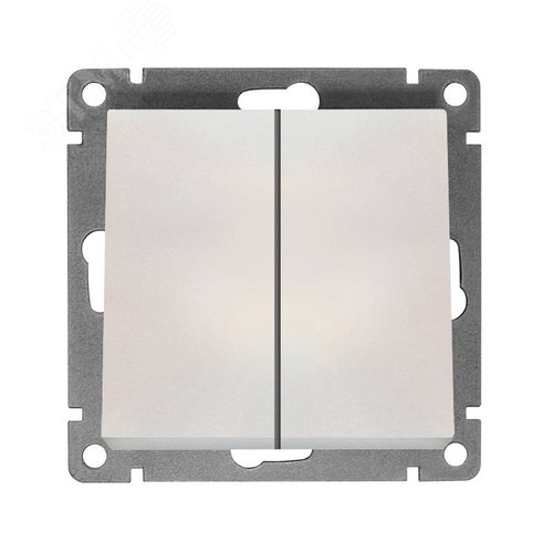 Изображение товара Выключатель двухклавишный UNIVersal серия Афина, с/у, 10А, 220В, жемчуг (еврослот), механизм (шт)