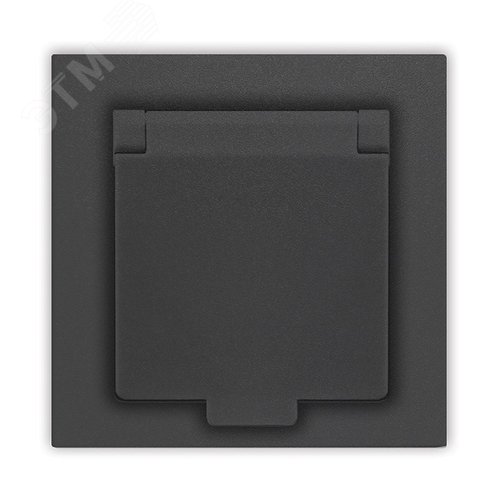 Изображение товара Розетка одноместная с крышкой UNIVersal серия Афина с/з, с/у, 16А, 220В, графит (еврослот), механизм (шт)