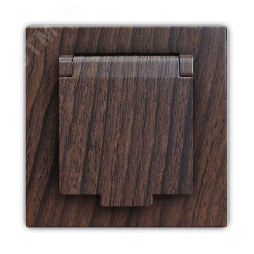 Изображение товара Розетка одноместная с крышкой UNIVersal серия Афина с/з, с/у, 16А, 220В, венге (еврослот), механизм (шт)