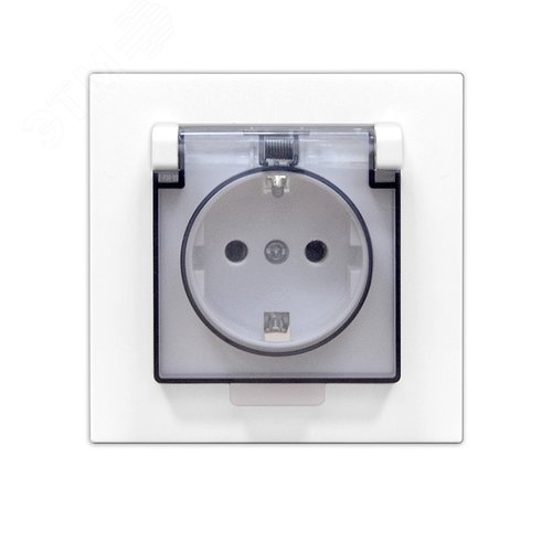 Изображение товара Розетка одноместная с прозрачной крышкой UNIVersalсерия Афинас/з, с/у, 16А, 220В, белая (еврослот), механизм (шт)